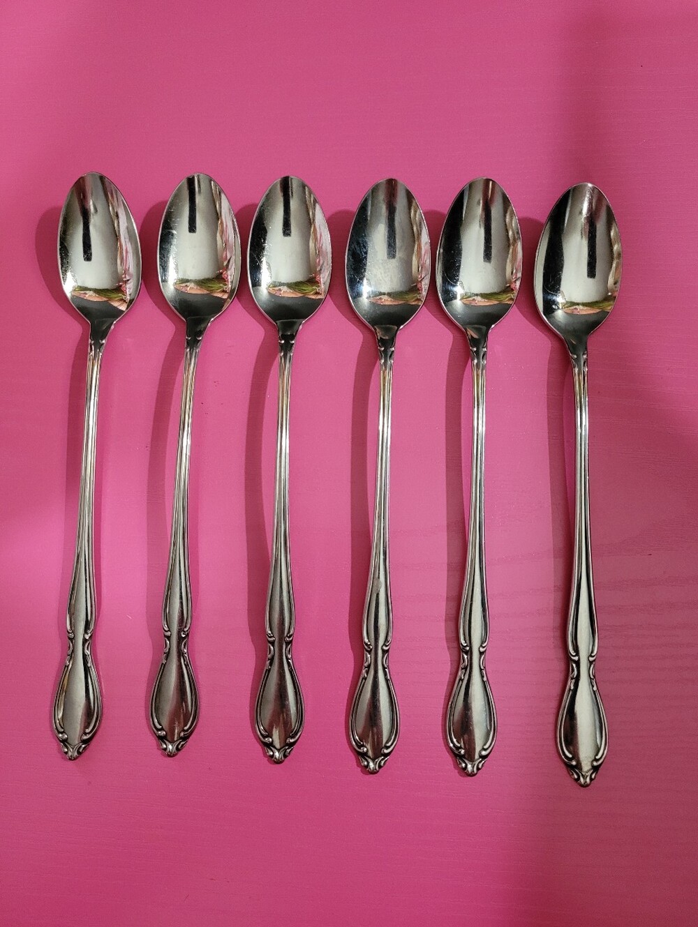Oneida Stainless Deluxe Strathmore Drink Ice Tea Spoons Set Of 6 (1675)